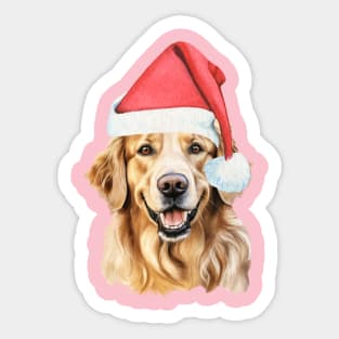 Golden Retriever Santa Sticker